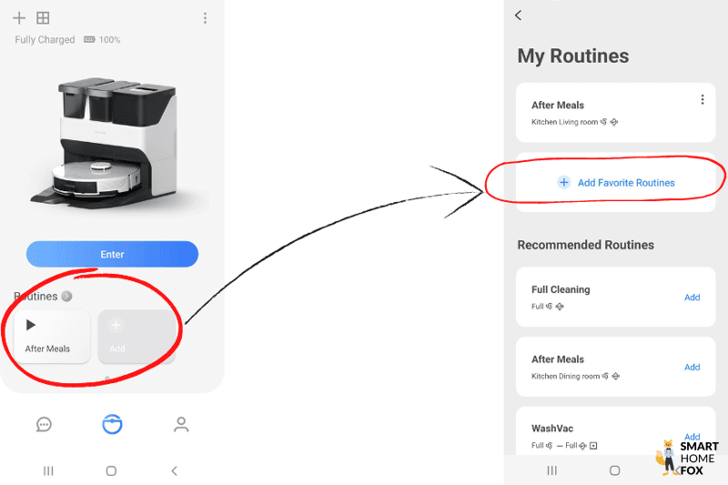 Eine Reinigungsroutine wird in der Roborock S7 Pro Ultra App eingestellt